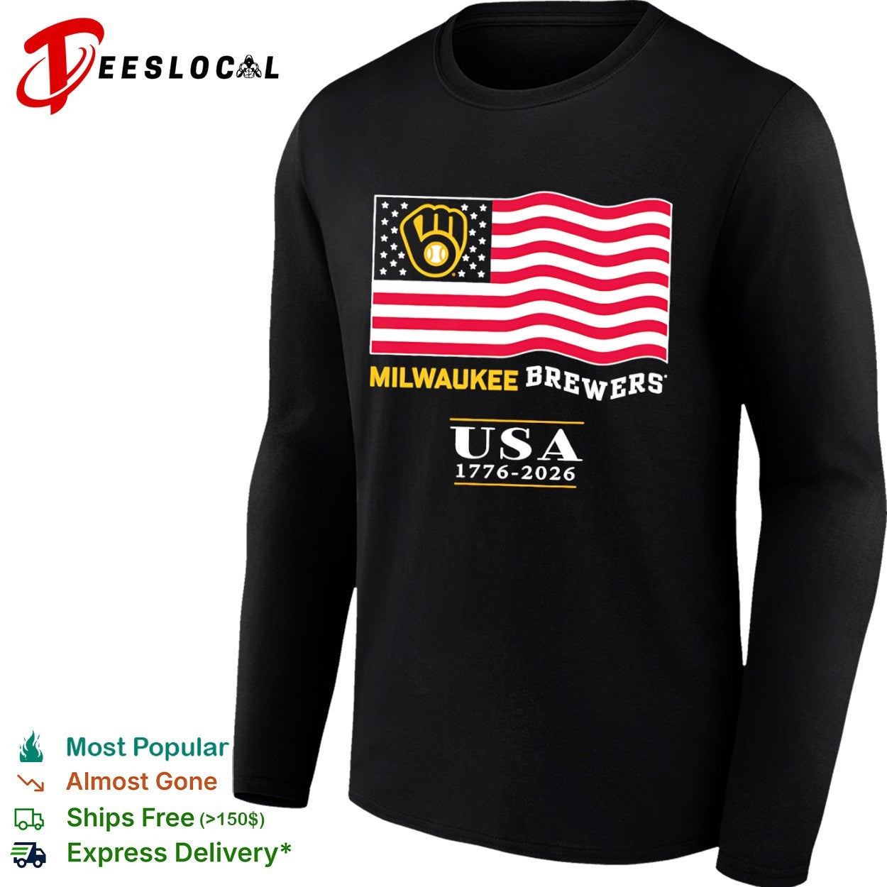 Milwaukee Brewers USA 1776 2026 American Flag Baseball shirt