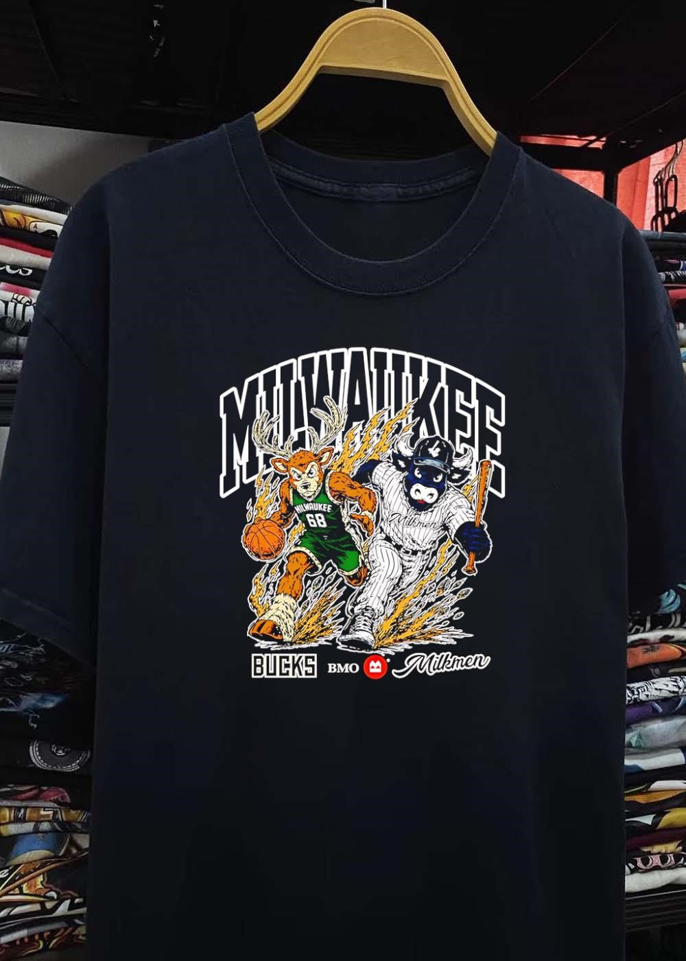 Milwaukee Bucks Milkmen Running Deer and Cow Athlete shirt
