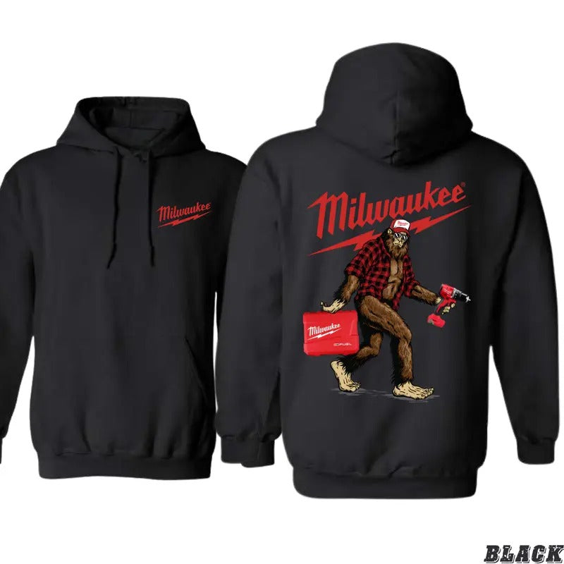 Milwaukee Sasquatch Hoodie - Unisex Design with Milwaukee Tools Print, Perfect for Fans of Power Equipment and Outdoors -...