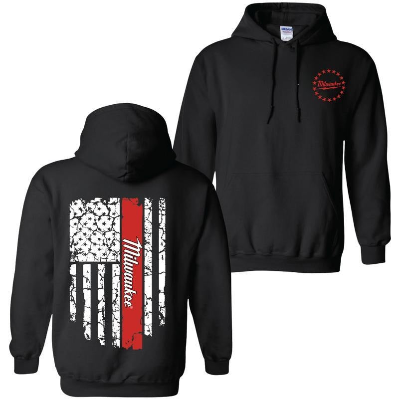 Milwaukee USA FLag 2-sided Hoodie, Graphic Hoodie For Unisex, Daily Wear, Classic Fit, Gift For Women, For Men, For...