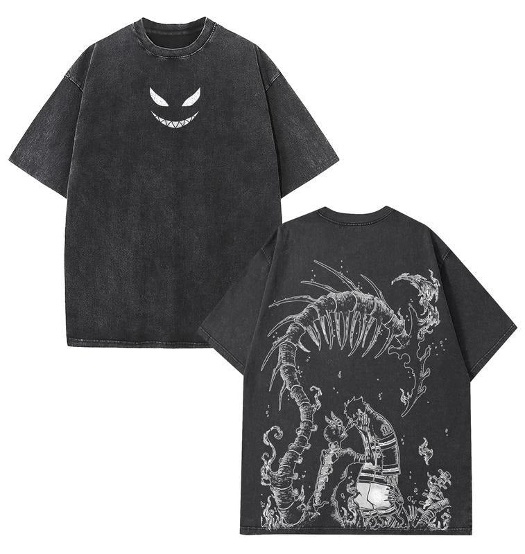 [ Mineral Wash ] Shinra Kurasabe "Fire Force" Anime Oversize Lightweight Washed Tee, Gift For Anime Fan Menswear Top...
