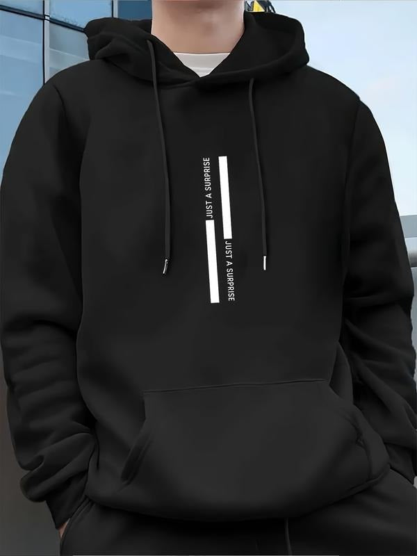 Minimalist Just a Surprise Hoodie, Line Decor Dark Streetwear, Oversized Loose Sweatshirt, Comfortable Daily Wear, Trendy...