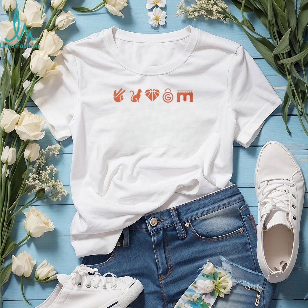 Minimalist Peace Cat Basketball Heart Icon Graphic T Shirt