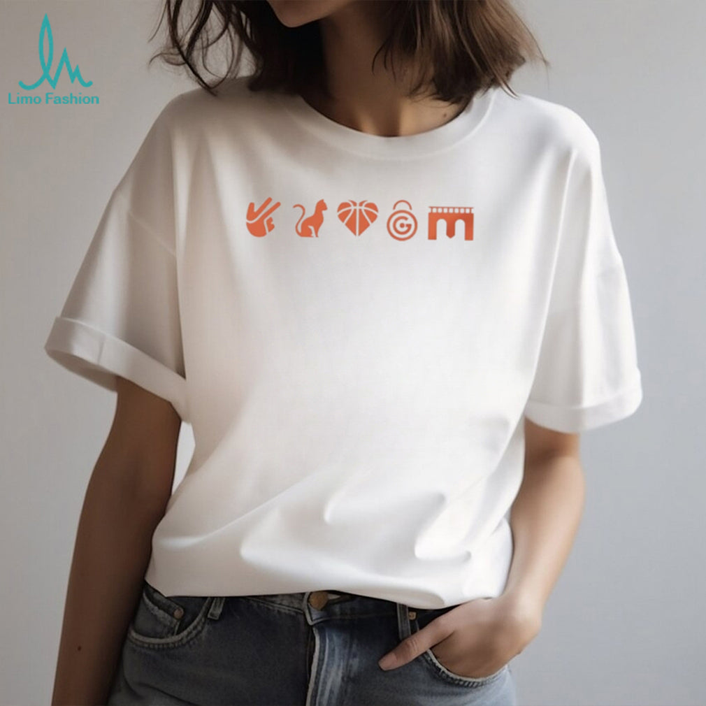 Minimalist Peace Cat Basketball Heart Icon Graphic T Shirt