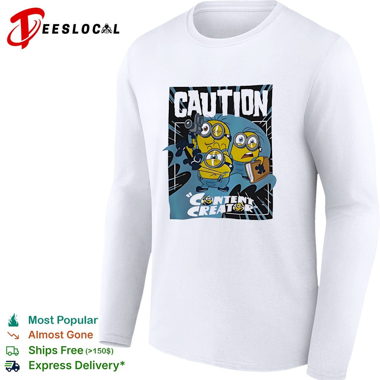Minions content creator camera book shirt