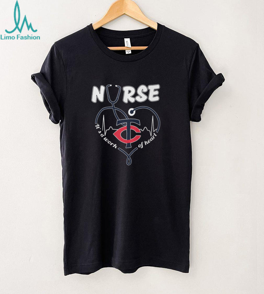 Minnesota Twins Nurse Work Of Heart Stethoscope Red Navy Logo T Shirt