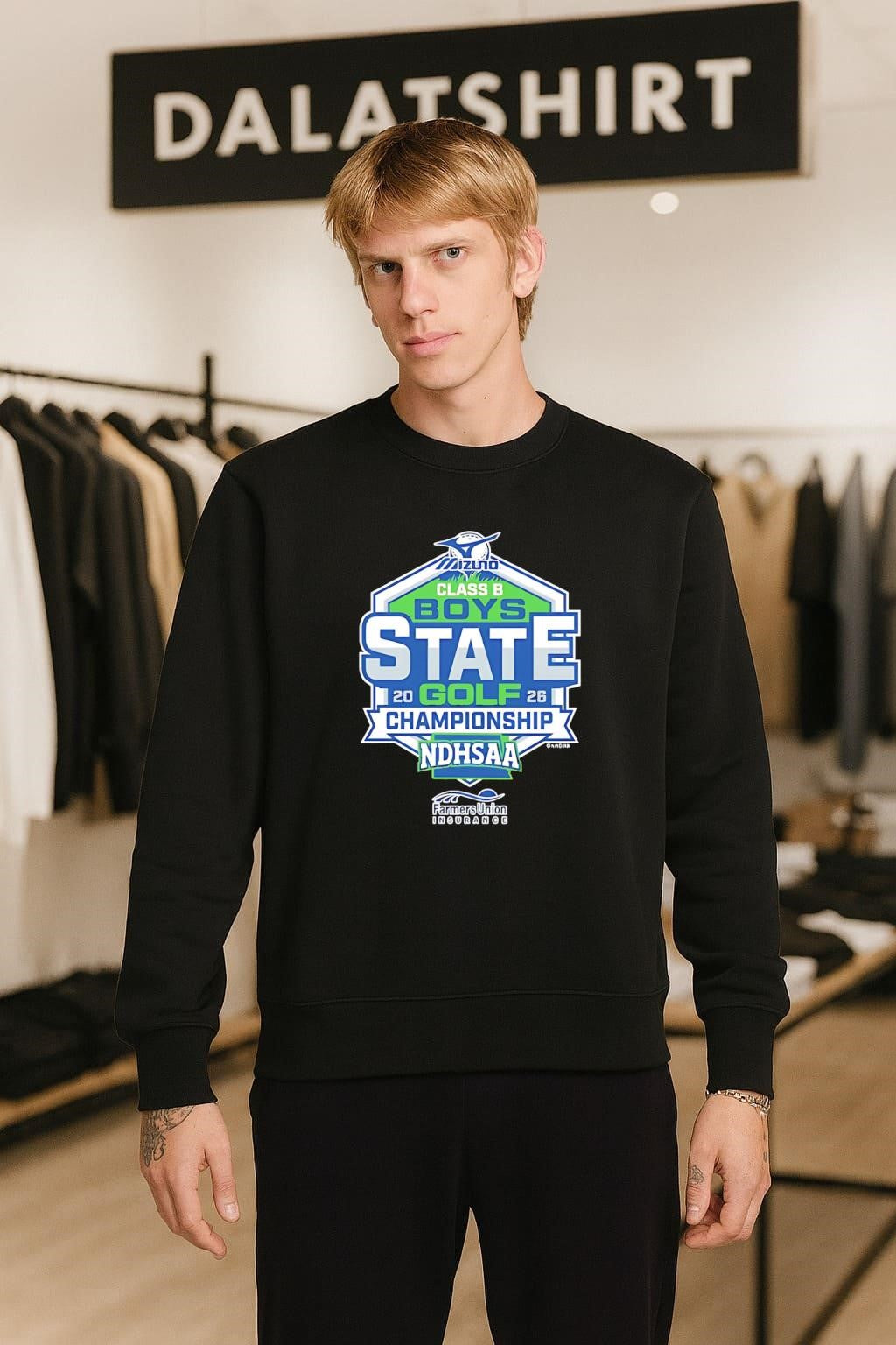 Mizuno NDHSAA Class B Boys State Golf Championship 2026 Farmers Union Insurance shirt