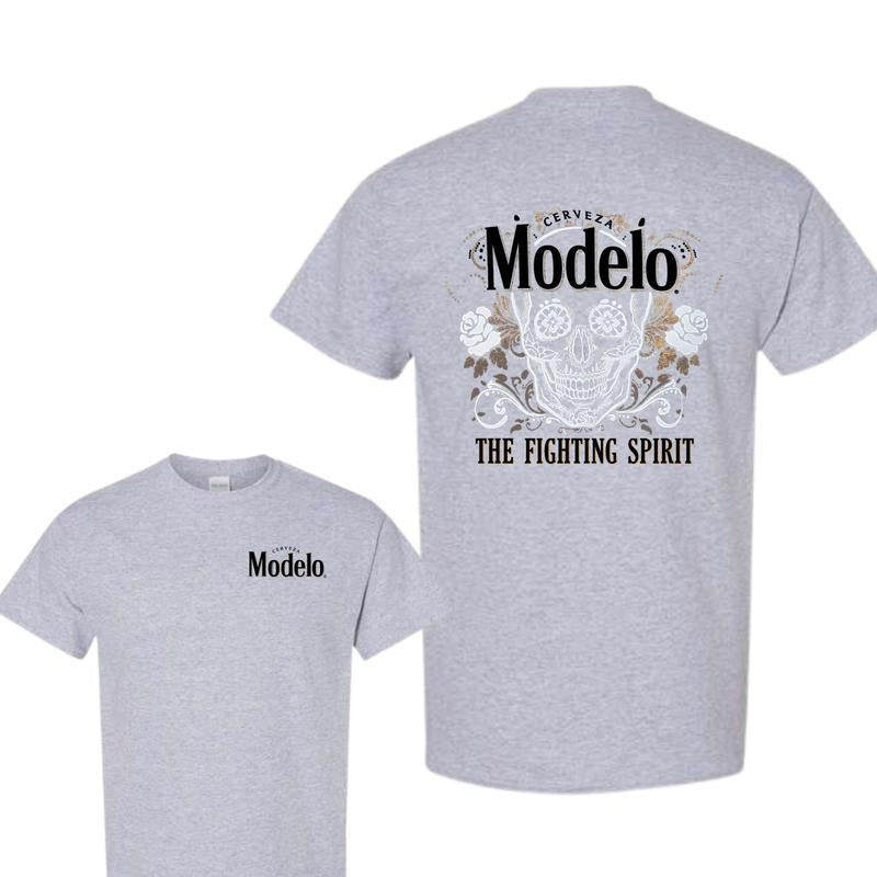 Modelo Skull Front and Back T-Shirt, Graphic Tee for Mens Hoodie, Sweatshirt | PodTeesHub.com