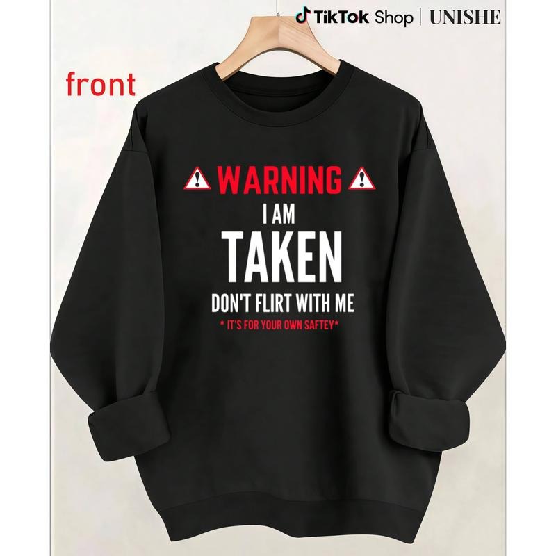 Modern Casual Men's Long Sleeve Sweatshirt, 'I'm Occupied' Warning Print, Stretch Fabric, Crew Neck T-Shirts, Hoodie