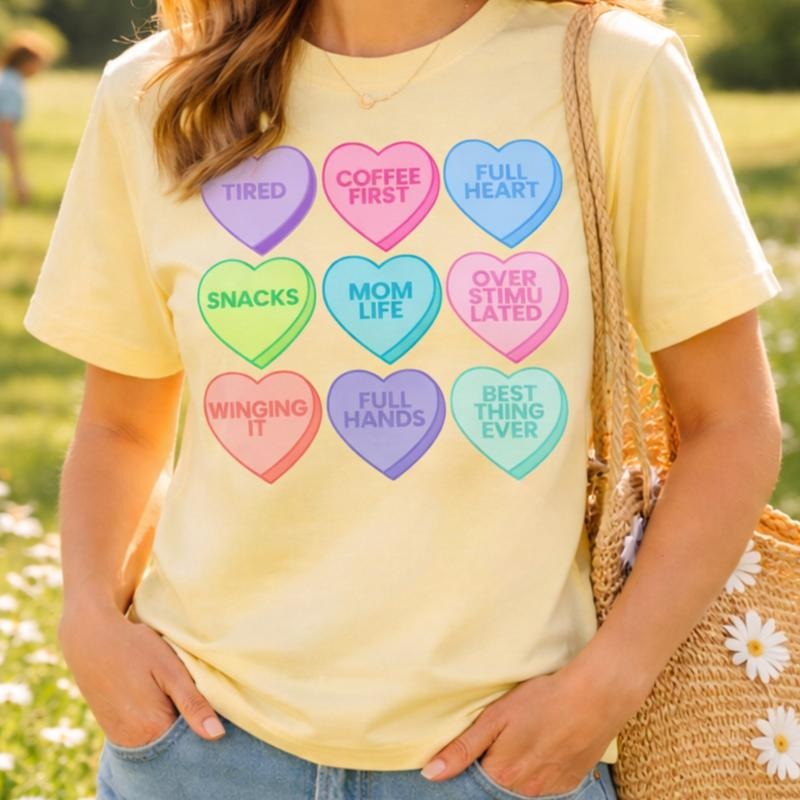 'Mom Life Candy Hearts' T-Shirt Hoodie, Sweatshirt | PodTeesHub.com