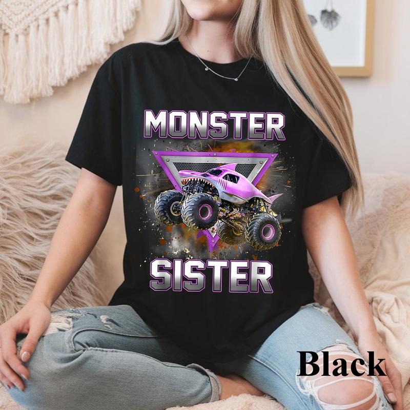 Monster Truck Sister Monster Truck Are My Jam Truck T-Shirt, Birthday Girl Shirt, Monster Truck Shirts, Monster Truck...