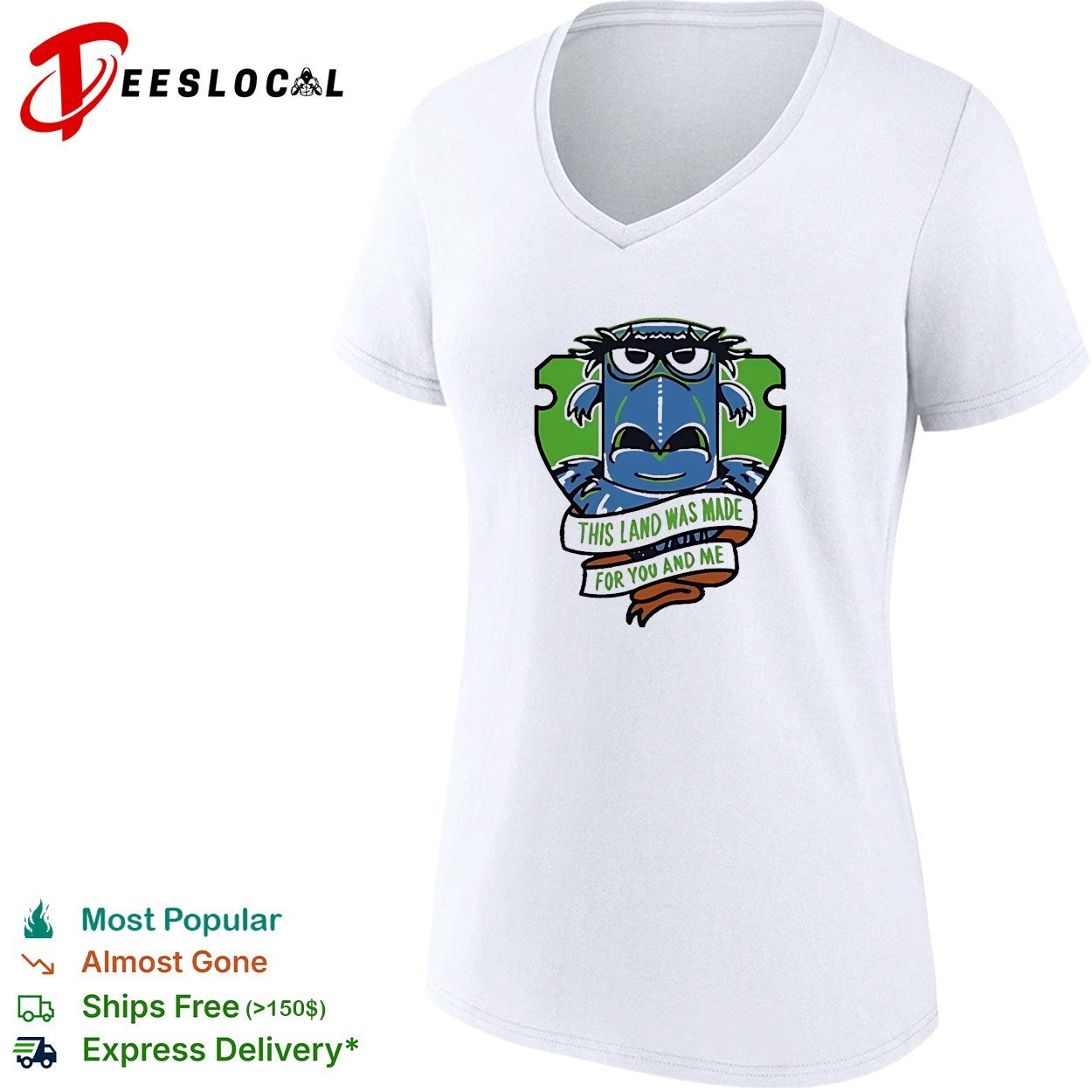 Monster face badge this land was made for you and me shirt