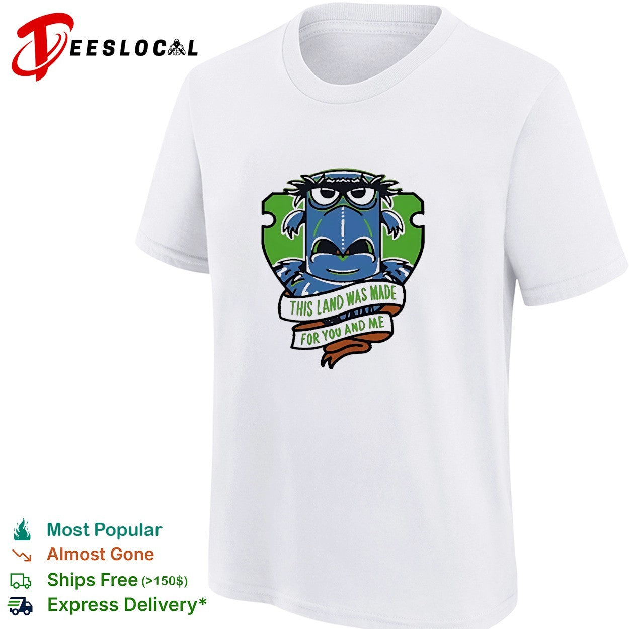 Monster face badge this land was made for you and me shirt