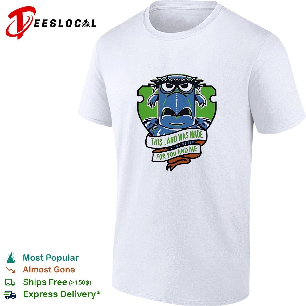 Monster face badge this land was made for you and me shirt