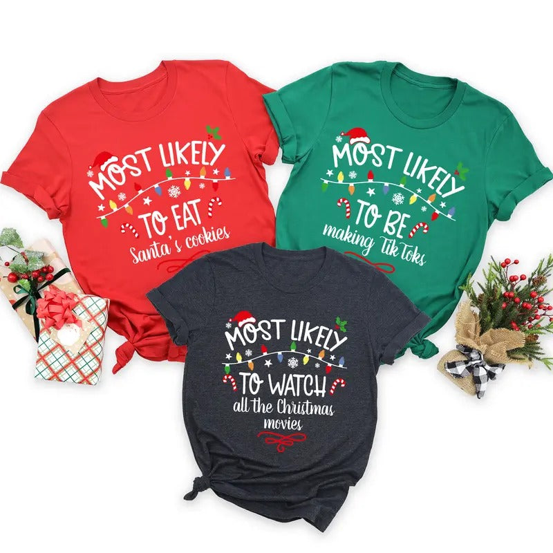 Most Likely To Christmas Family Party T-Shirts - 20 Designs - Womenswear
