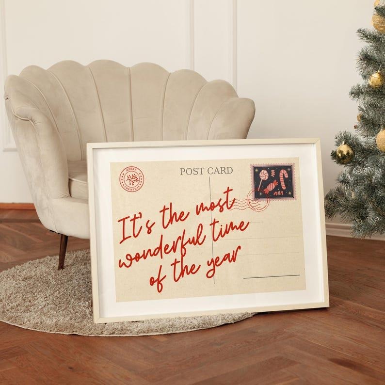 Most Wonderful Time Wall Art Poster, Retro Christmas Wall Decor, Seasonal Gifting Holiday Print (Unframed-Print Only)...