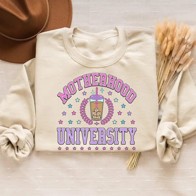 Motherhood University Sweatshirt, Motherhood University, Motherhood Crewneck, Boy Mom Sweater, Funny College Sweatshirt...