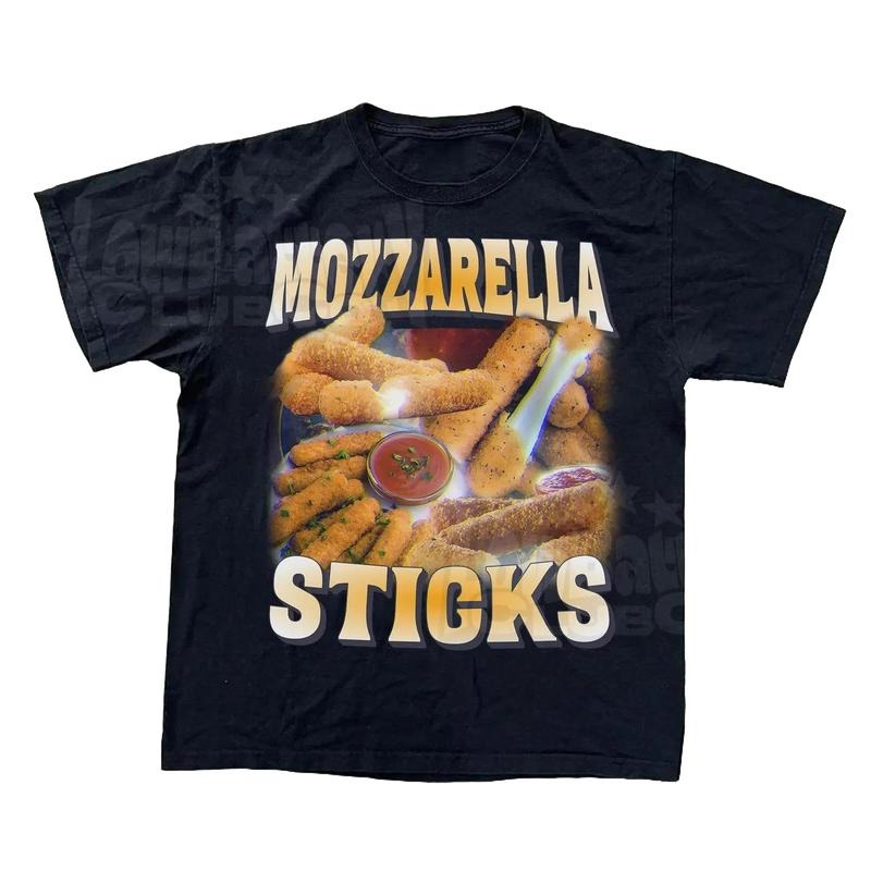 Mozzarella Sticks Shirt, Funny Foodie Meme Tee,  Snack Lover T-Shirt, Sarcastic Graphic Tee, Vintage 90s Style Shirt...