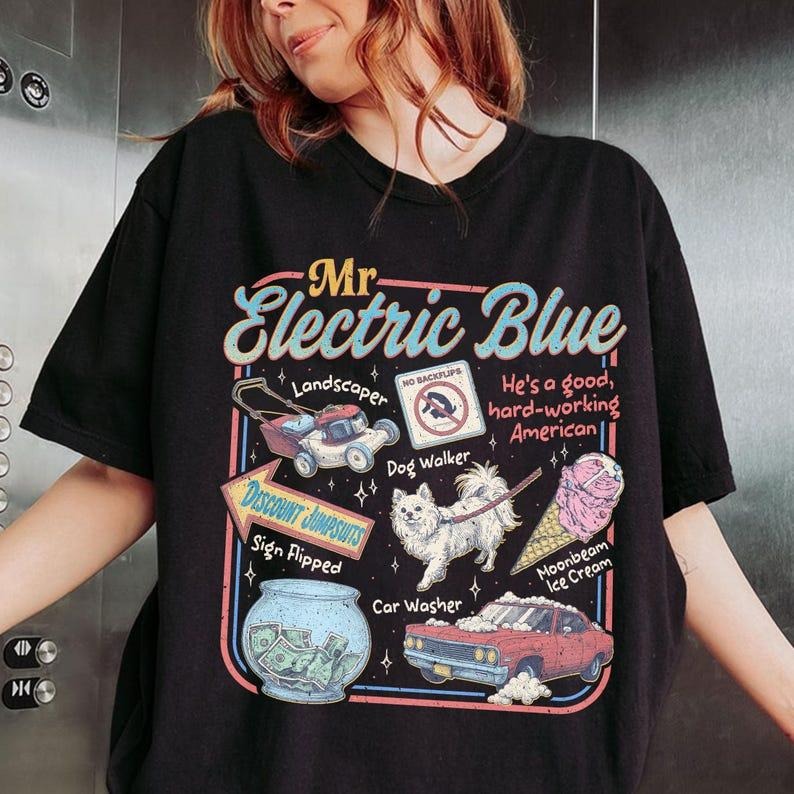 Mr Electric Blue Shirt & Sweatshirt, Moonbeam Ice Cream Shirt, Tour Album 2025 Concert Shirt Hoodie | PodTeesHub.com