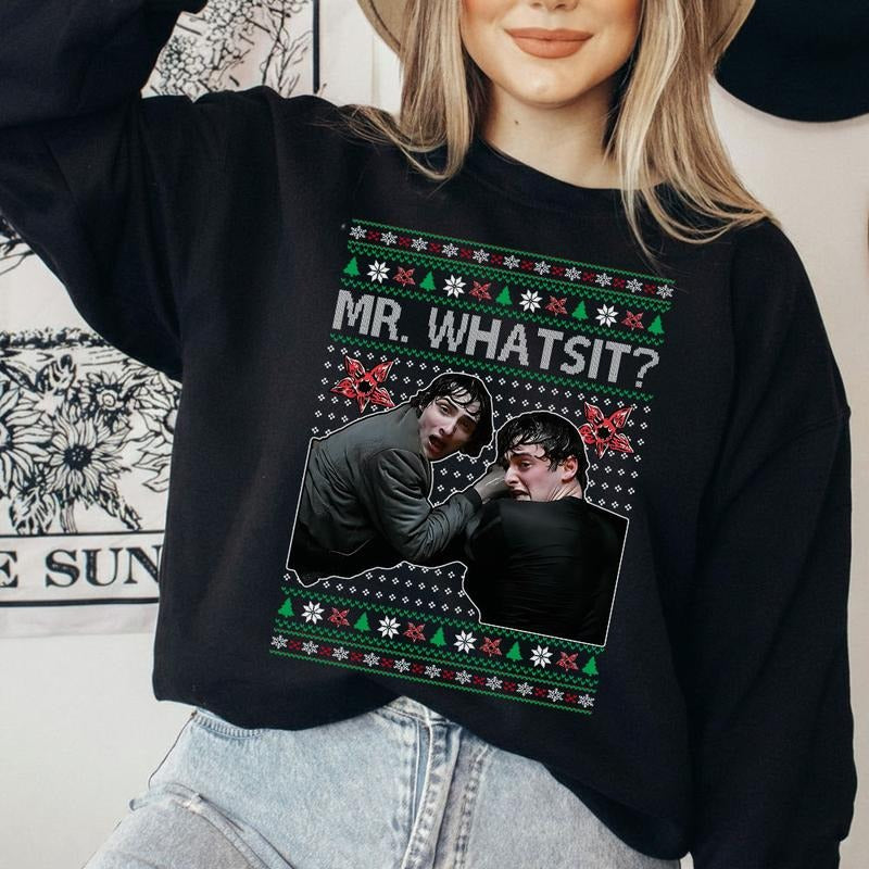 Mr Whatsit Sweatshirt, Merry Upside Down Xmas Jumper, Retro 80s Hoodie, Funny Holiday T-Shirt, Sci-Fi Christmas Things...
