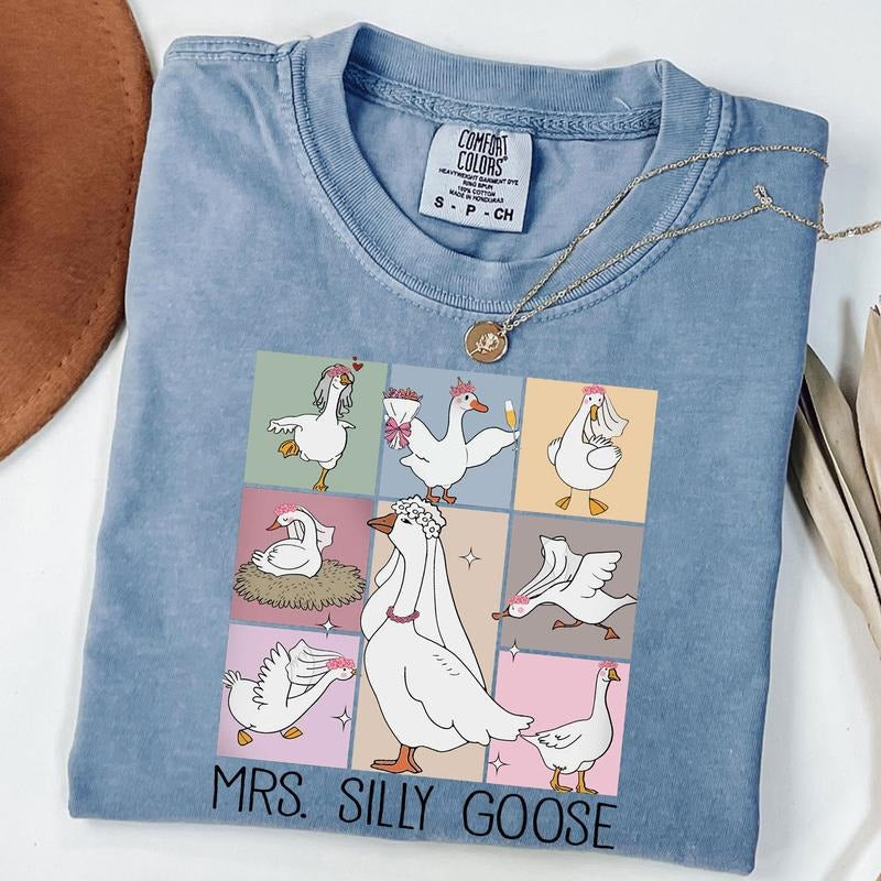 Mrs. Silly Goose Bride Comfort Colors Shirt, Funny Goose Lover Shirt, Married Couple Matching Shirt, Bridal Party Wedding...