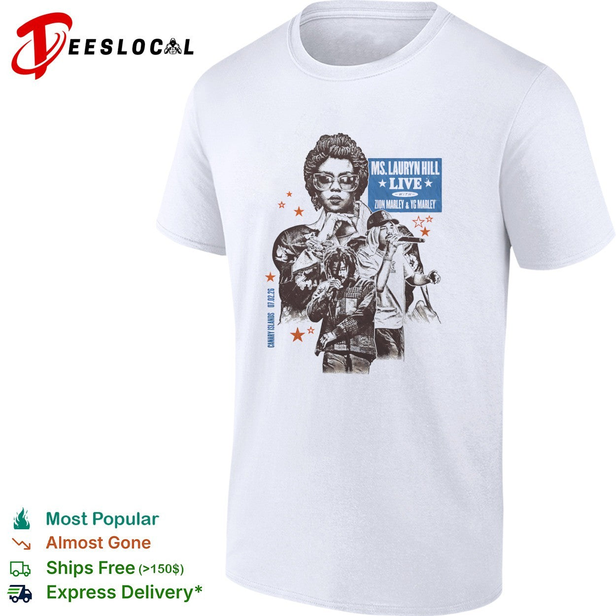 Ms Lauryn Hill Zion Marley YG Marley live Canary Islands February 2026 shirt