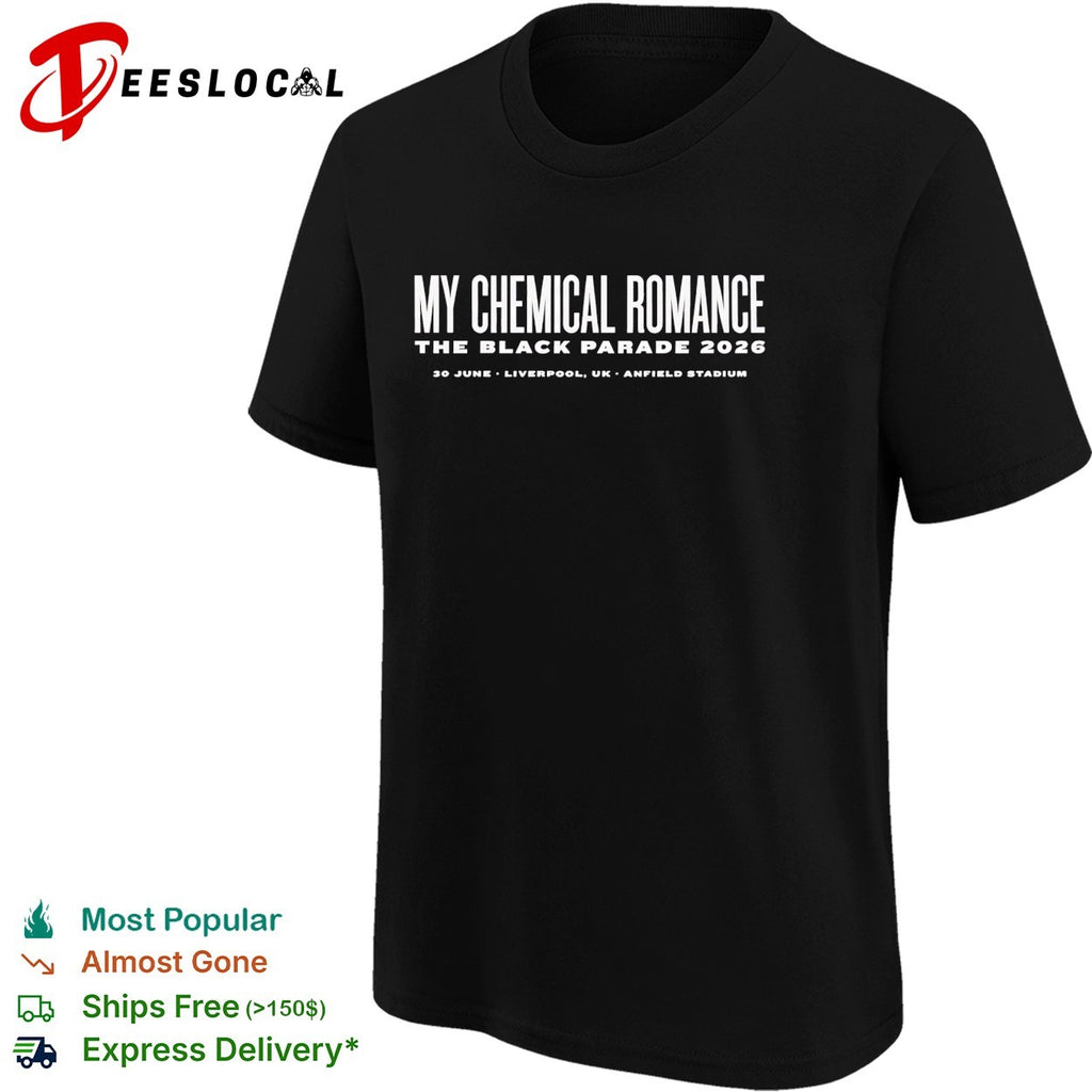 My Chemical Romance Liverpool UK The Black Parade Anfield Stadium On 30 June 2026 shirt