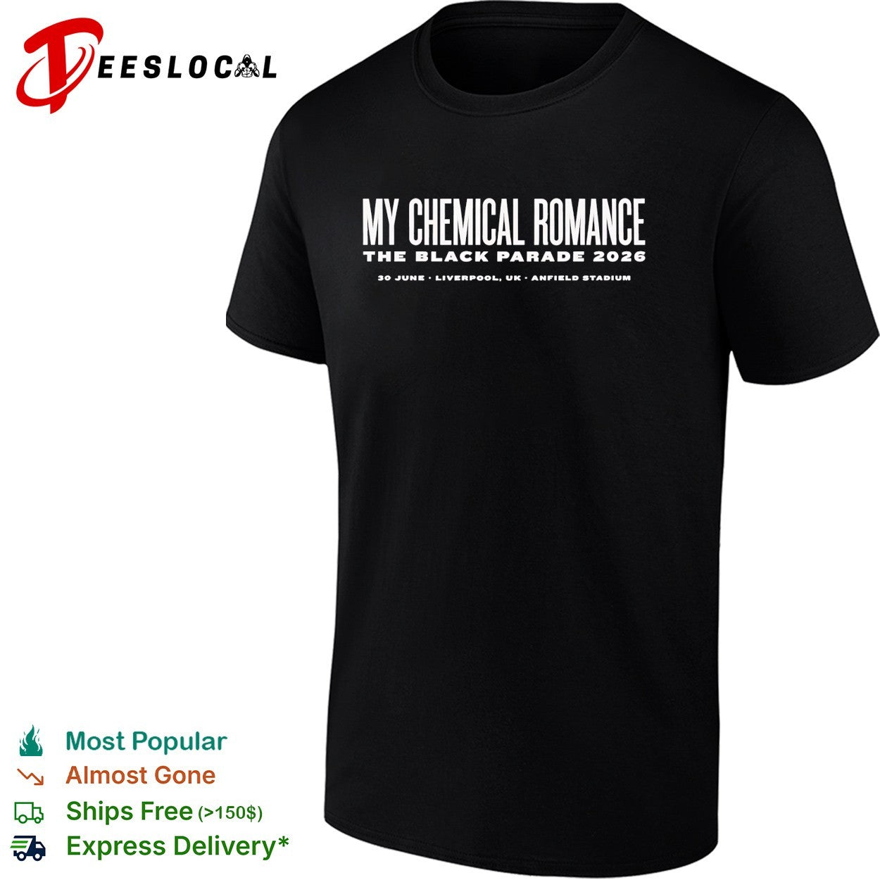 My Chemical Romance Liverpool UK The Black Parade Anfield Stadium On 30 June 2026 shirt