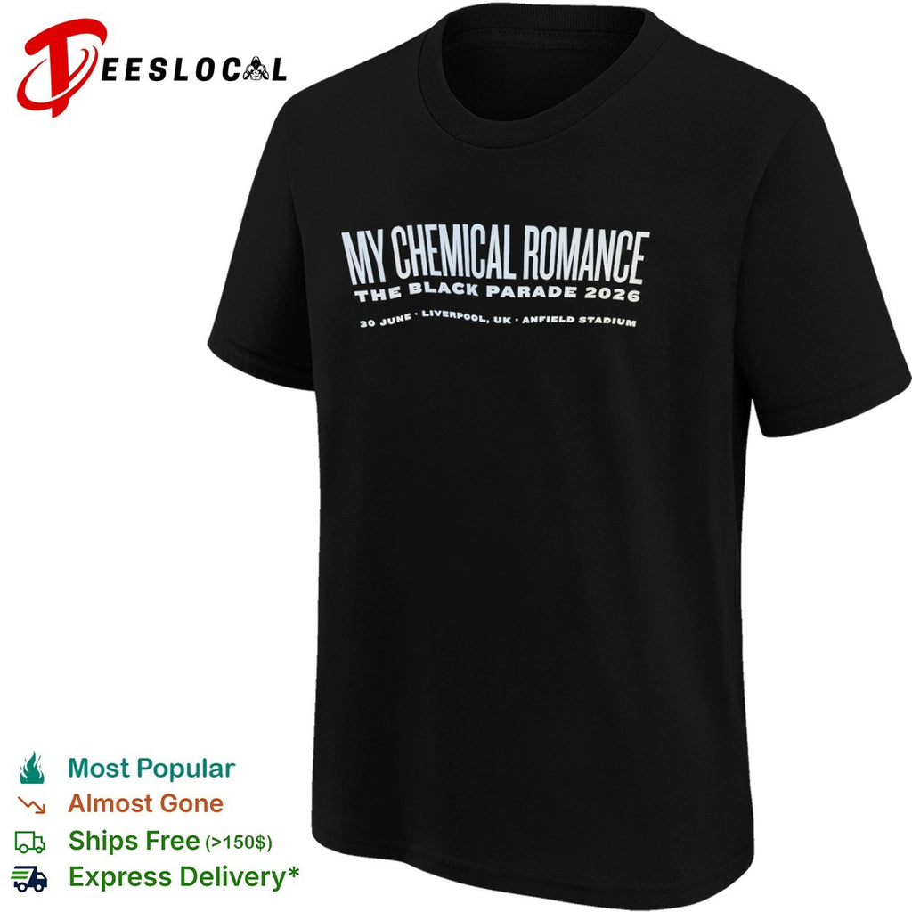 My Chemical Romance The Black Parade 2026 30 June Liverpool UK Anfield Stadium shirt