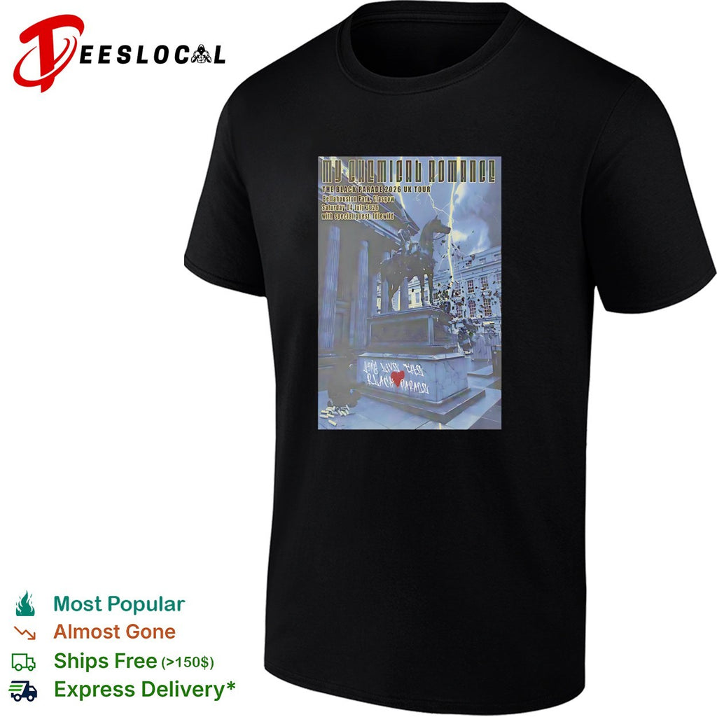 My Chemical Romance The Black Parade 2026 UK Tour Bellahouston Glasgow with Idlewild shirt