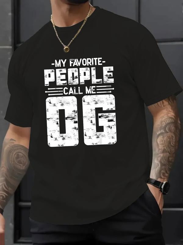 My Favorite People Call Me Letter Pattern Printed T-Shirt, Casual Summer Short Sleeve Top, Trendy Fitted Stylish Tee...