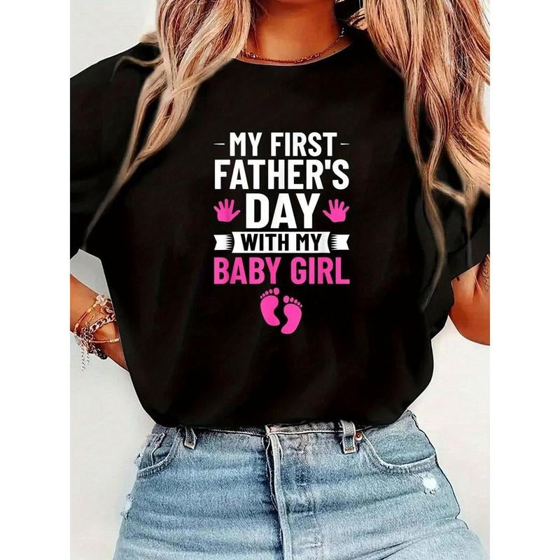 My First Fathers Day Outfit First Time Dad T-Shirt Print T-Shirt Casual Crew Neck Short Sleeve Comfort Tee Top For Spring...