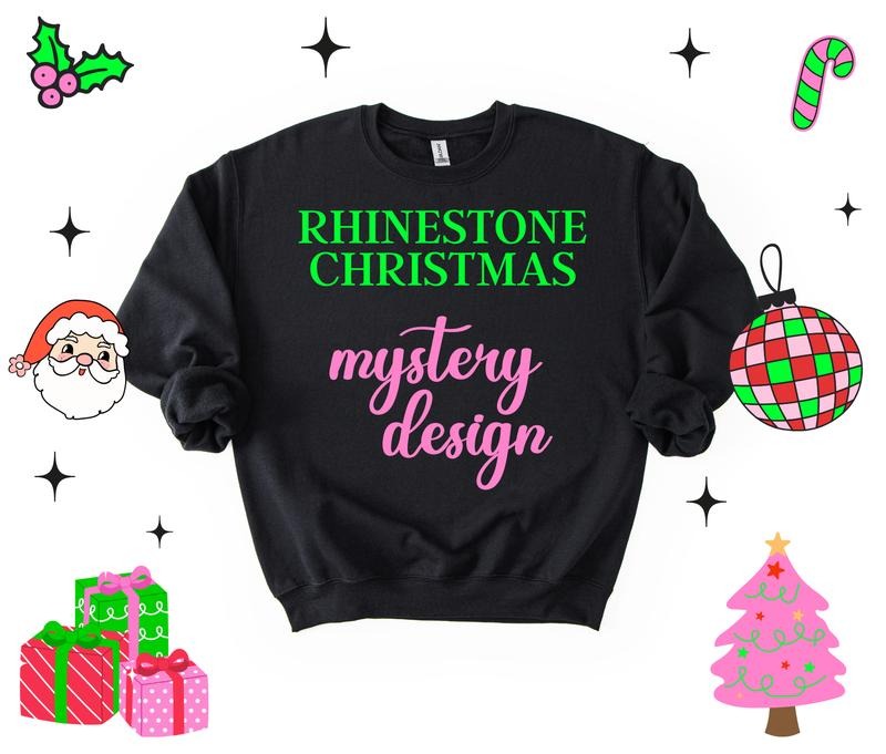 Mystery Rhinestone Christmas Sweatshirt, Trendy Women's Sweater T-Shirts, Hoodie | PodTeesHub.com