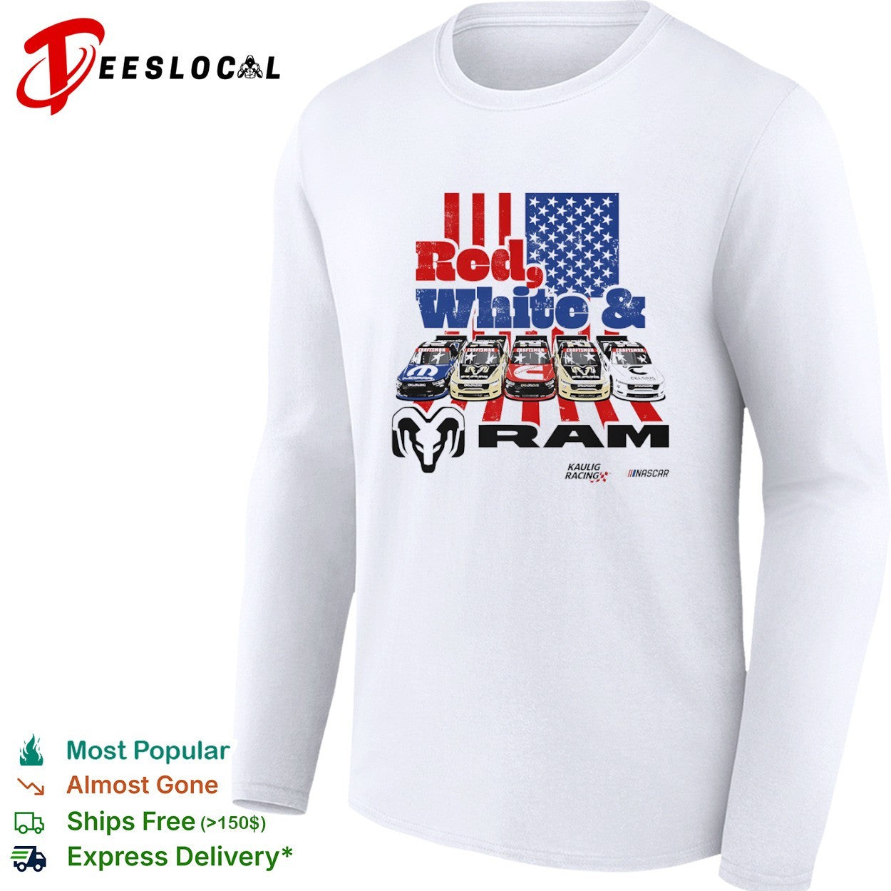 NASCAR Kaulig Racing RAM trucks red white and shirt