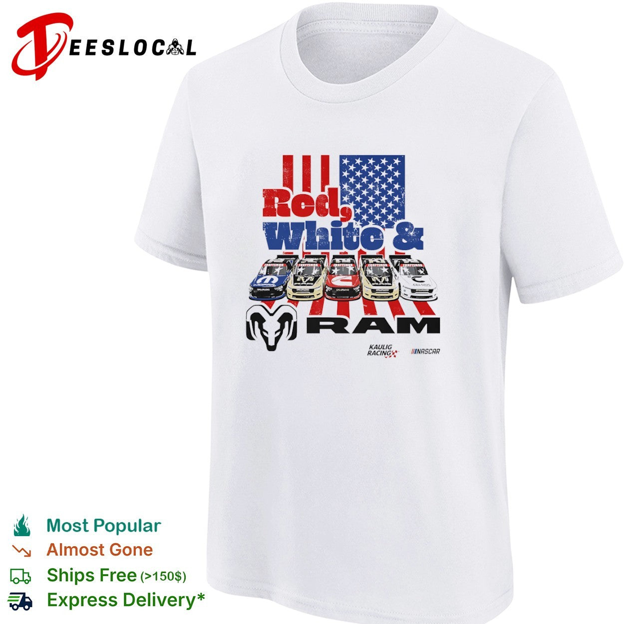 NASCAR Kaulig Racing RAM trucks red white and shirt