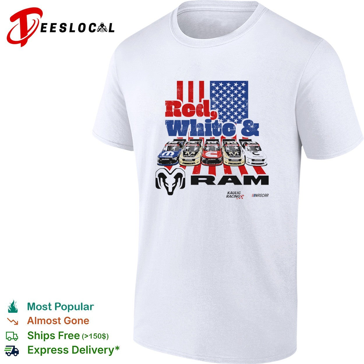 NASCAR Kaulig Racing RAM trucks red white and shirt