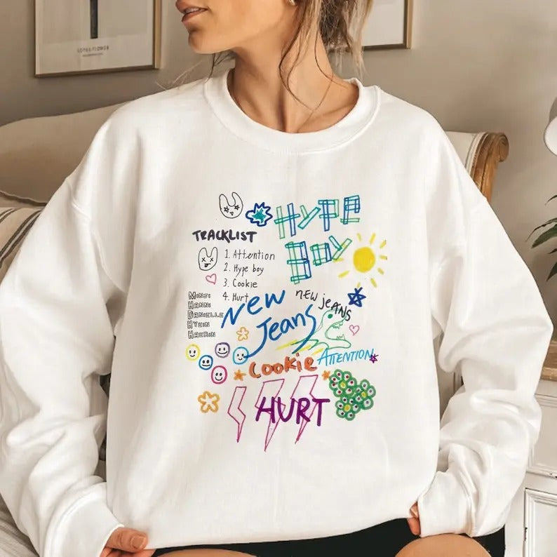 NEWJEANS Track List Album Sweatshirt, NewJeans Kpop Shirt, We Are NewJeans Shirt, NEWJEANS Hype Boy Gift Minji Hanni...