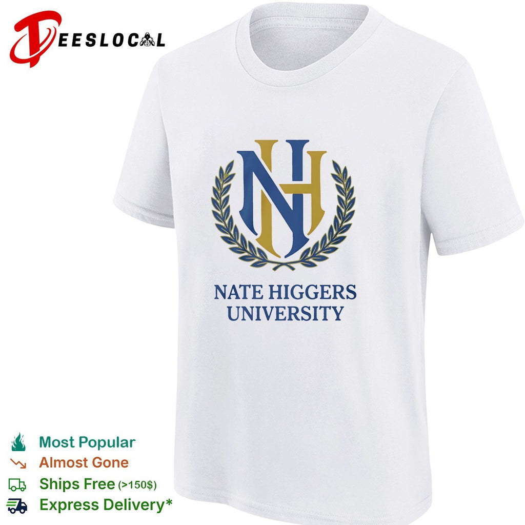 NH University monogram crest laurel shirt