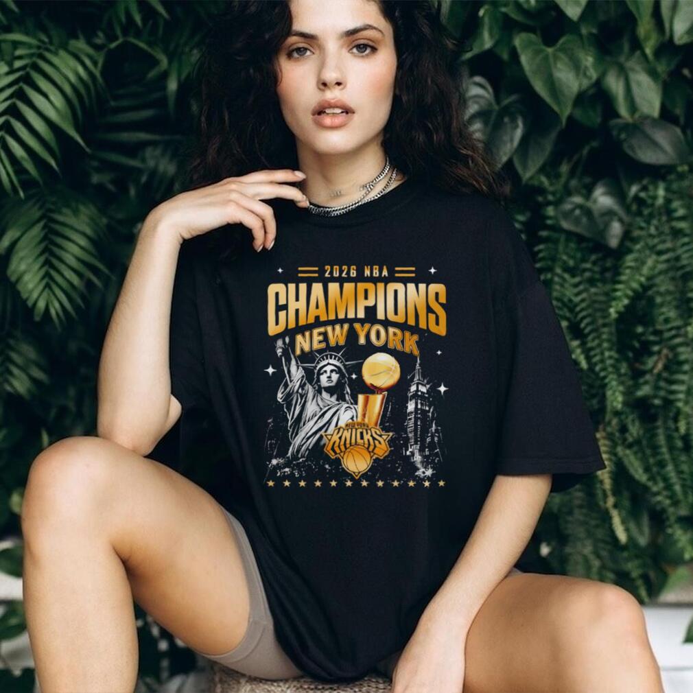 NY Knicks NBA Champions 2026 Statue of Liberty skyline shirt