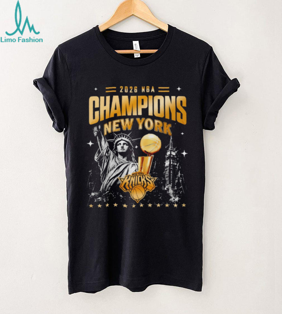 NY Knicks NBA Champions 2026 Statue of Liberty skyline shirt