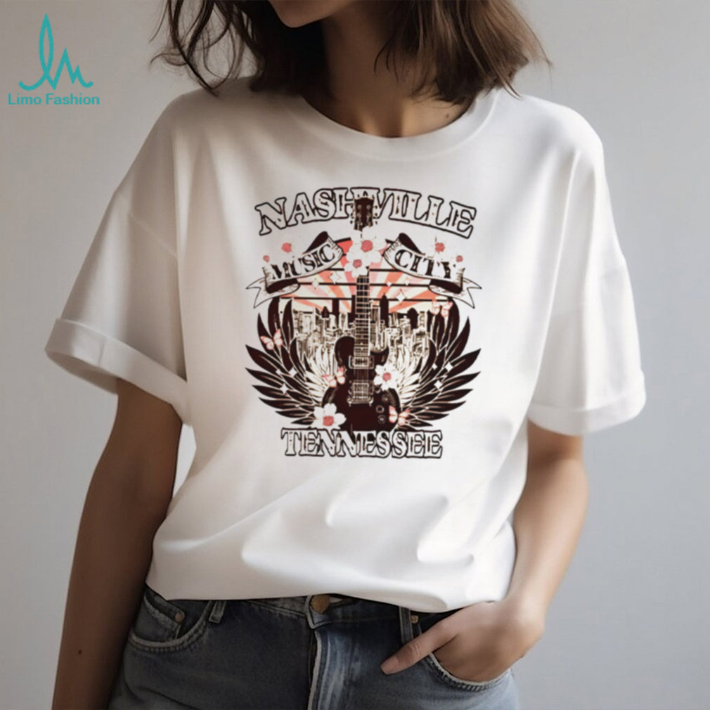 Nashville Music City Tennessee Guitar Skyline Travel T Shirt