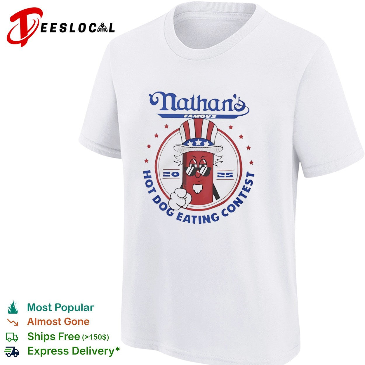 Nathans Famous Uncle Sam hot dog eating contest 2025 shirt