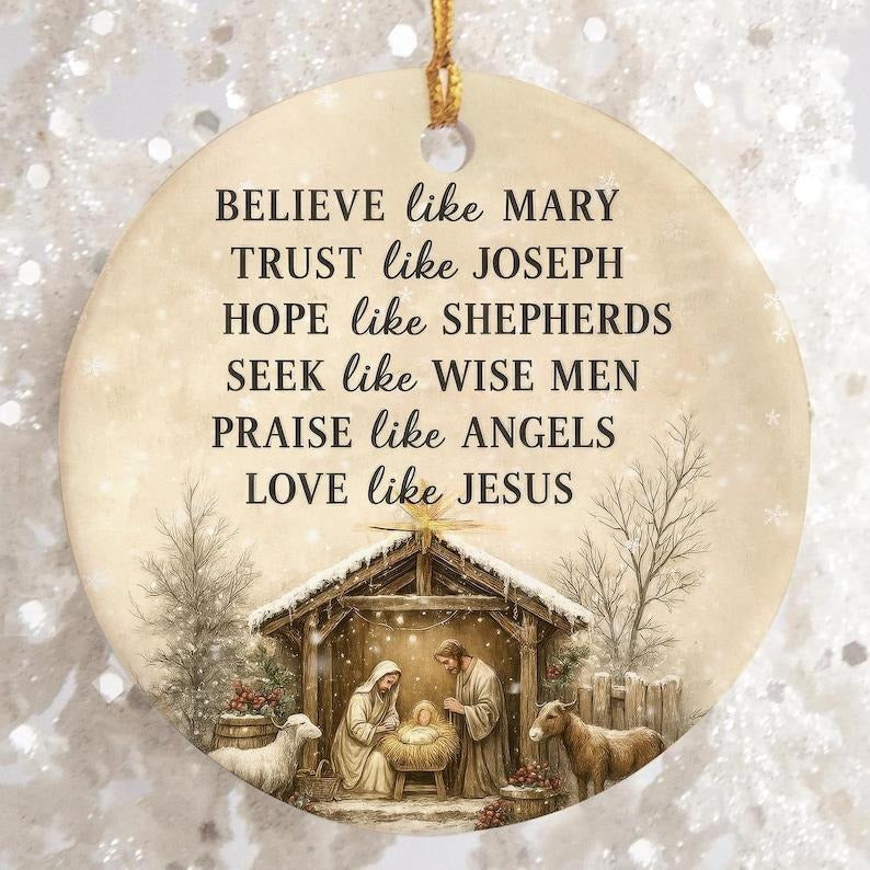 Nativity Christmas Ceramic Ornament, Ceramic Christian Religious Keepsake, Bible Verse Holiday Decoration 2025 T-Shirts,...
