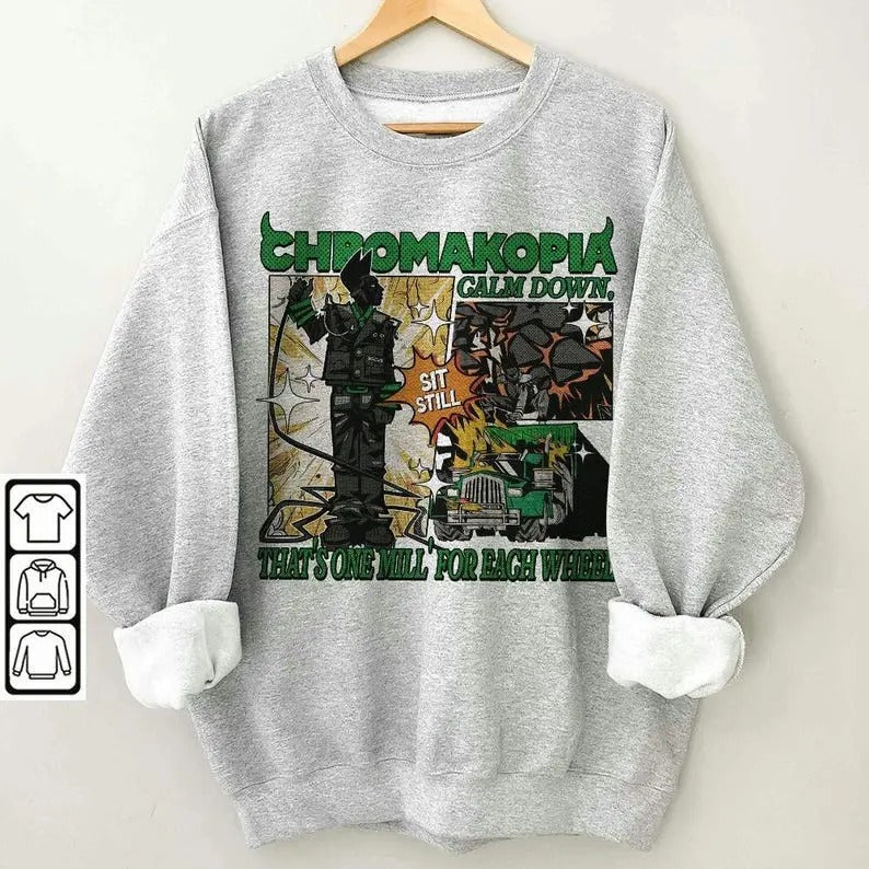 Nene Miles Chromakopia Shirt, Calm Down Sit Still, Retro Comic Rap Hiphop, Music Song Lyrics Fan Gift Unisex Shirt,...