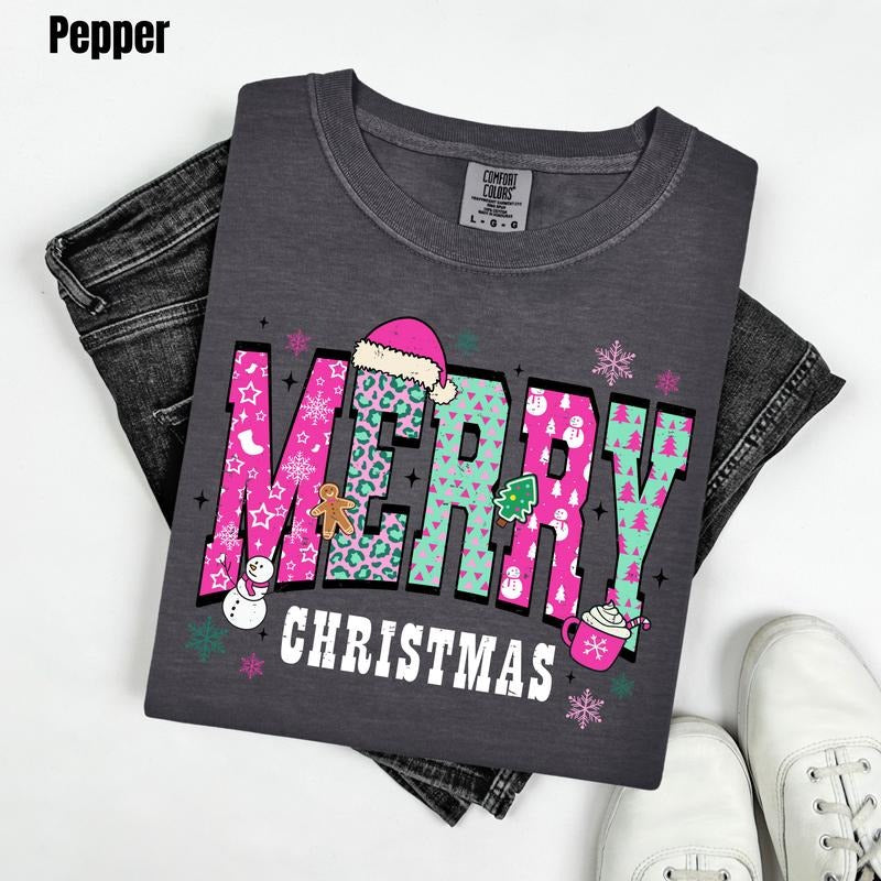 Neon Fun Merry Christmas Comfort Colors T-Shirt 'BFNLB' Hoodie, Sweatshirt | PodTeesHub.com