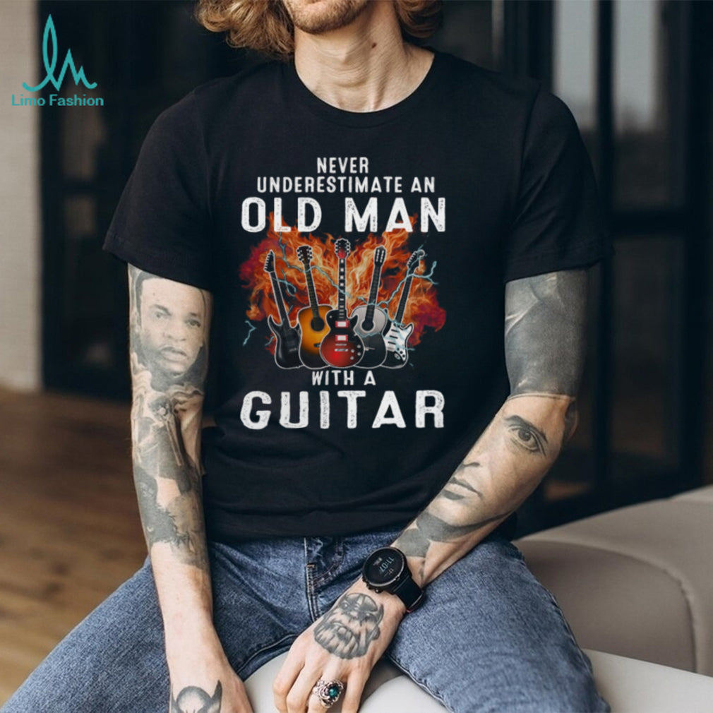 Never Underestimate An Old Man Guitar Musician Rocker Shirt