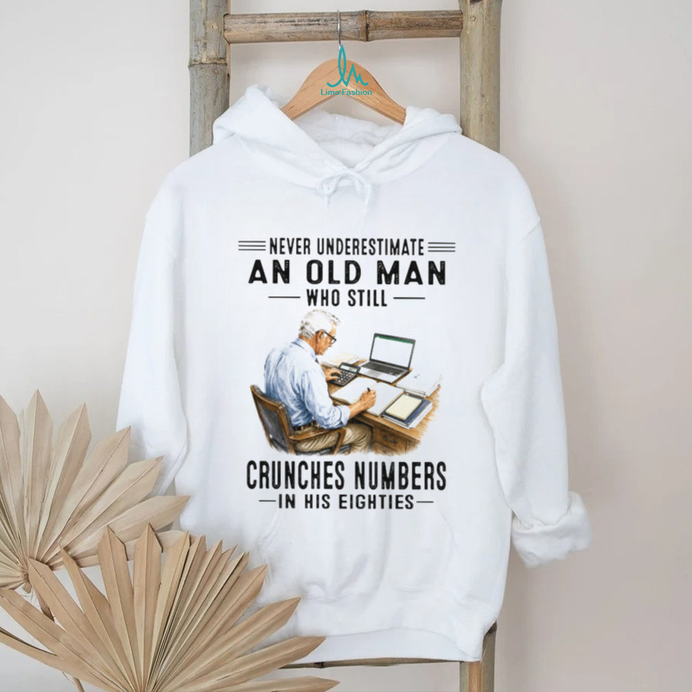 Never Underestimate An Old Man Who Still Crunches Numbers In His Eighties Retro Accountant Mathematics Gift Shirt