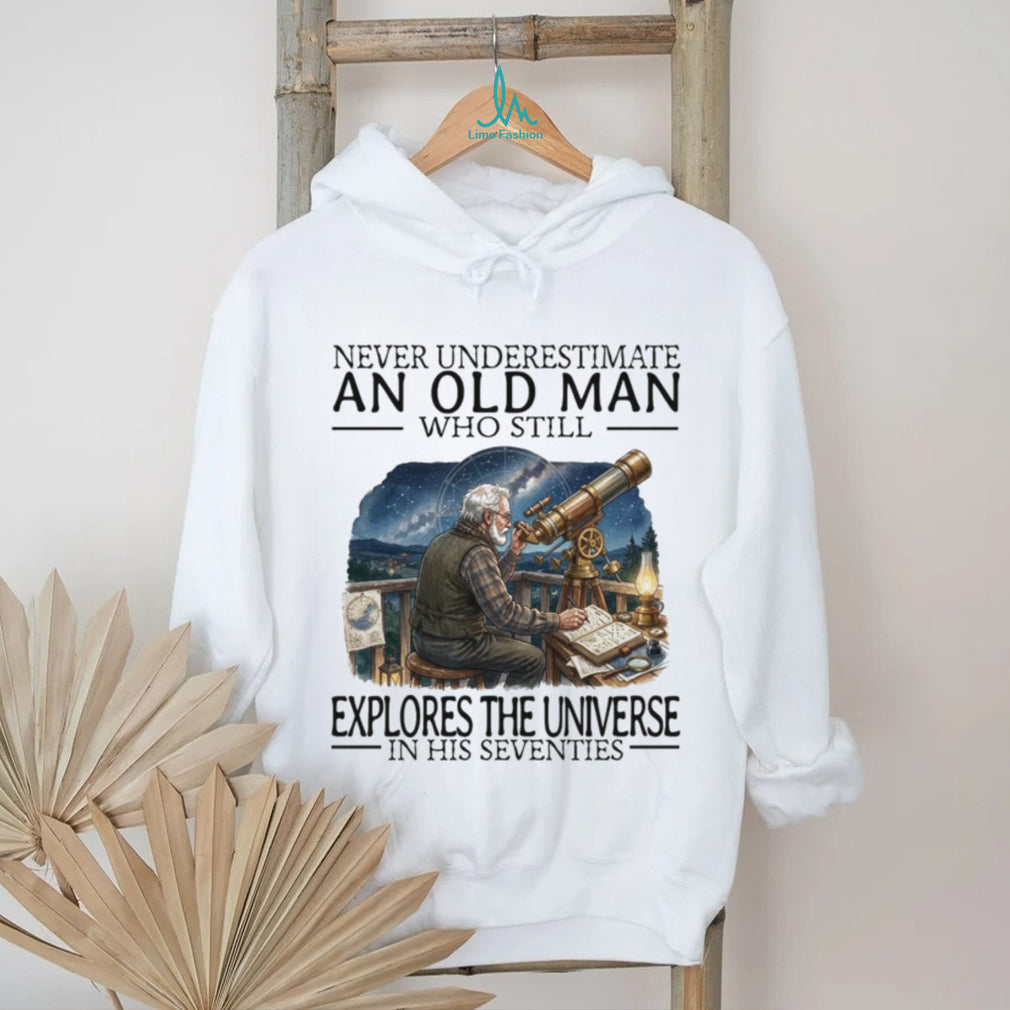 Never Underestimate An Old Man Who Still Explores The Universe Astronomy Retro Men Shirt