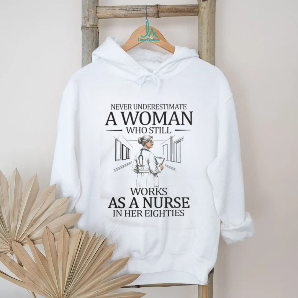 Never Underestimate Woman Registered Nurse Eighties T Shirt