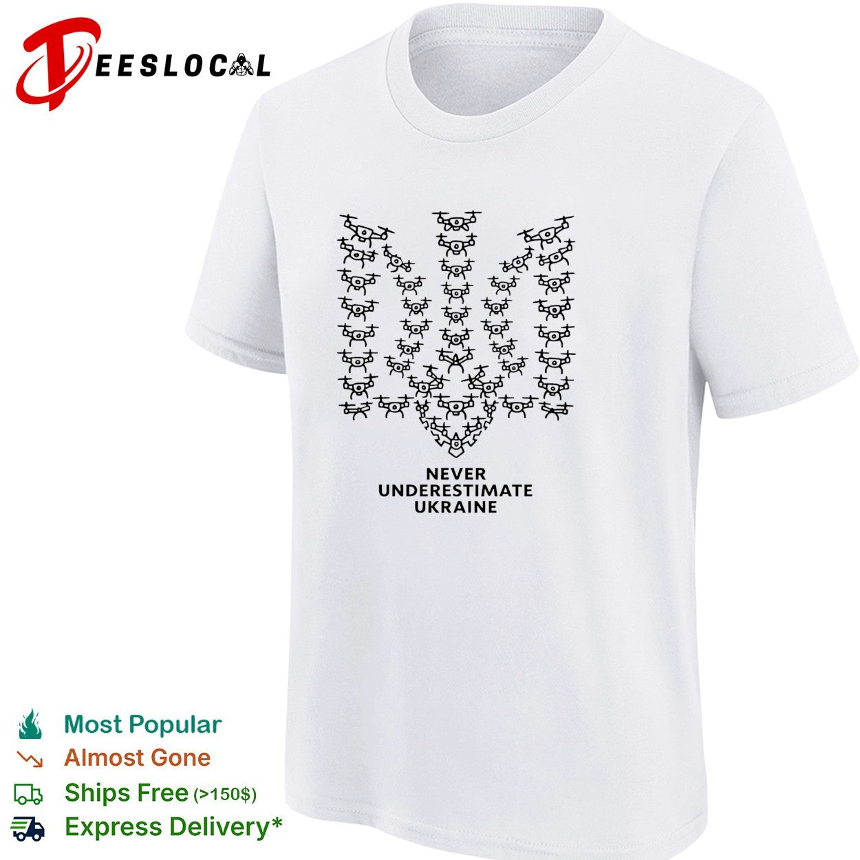 Never underestimate Ukraine drone trident shirt